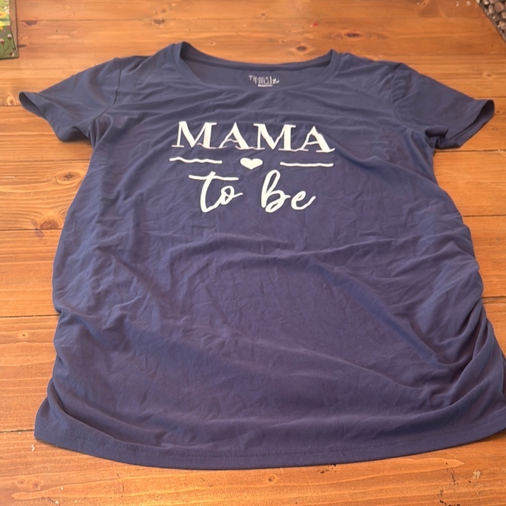 Time and Tru Maternity Mama‎ To Be Graphic Tee Navy Blue Size M 8-10